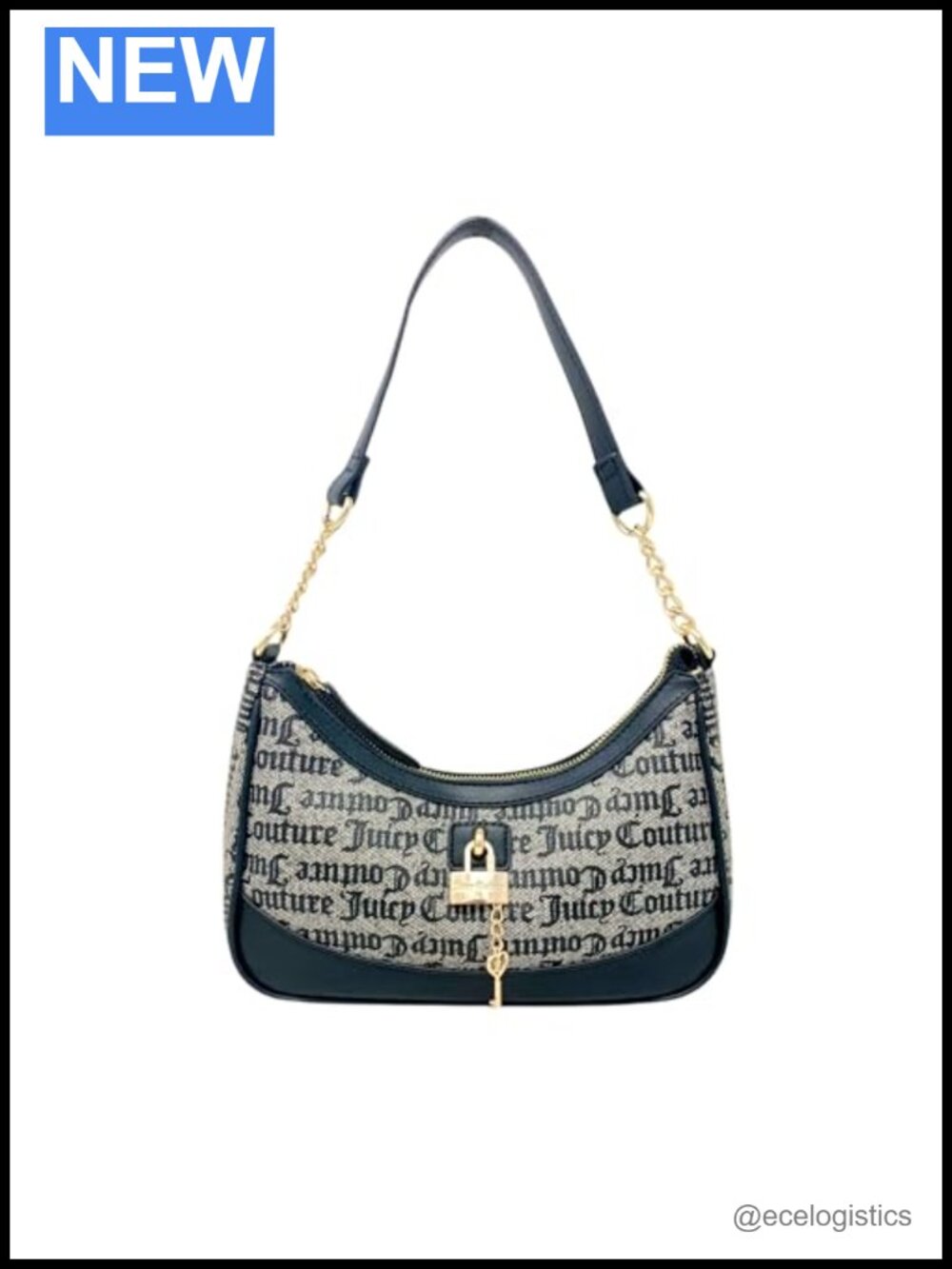 Faux Leather Crescent Satchel Shoulder Bag with Logo
